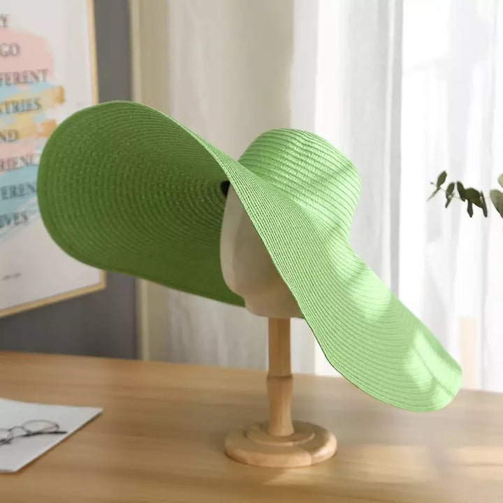 Light Green Womens Straw Hat For Summer Beach Casual Wear Breathable Chic NWOT Palm Beach Cotton Linen Sun Hat UPF 50+ | Women main image 3